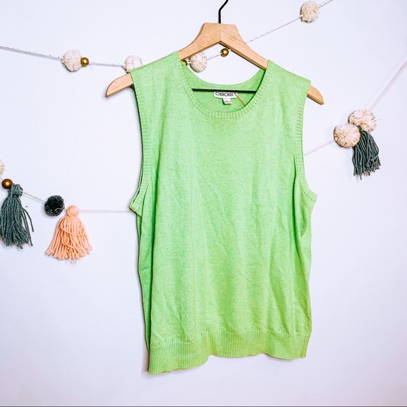 VINTAGE y2k preppy light green sweater vest - Picture 1 of 10
